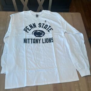 Gildan White Penn State Nittany Lions Long Sleeve Tee with Navy Logo